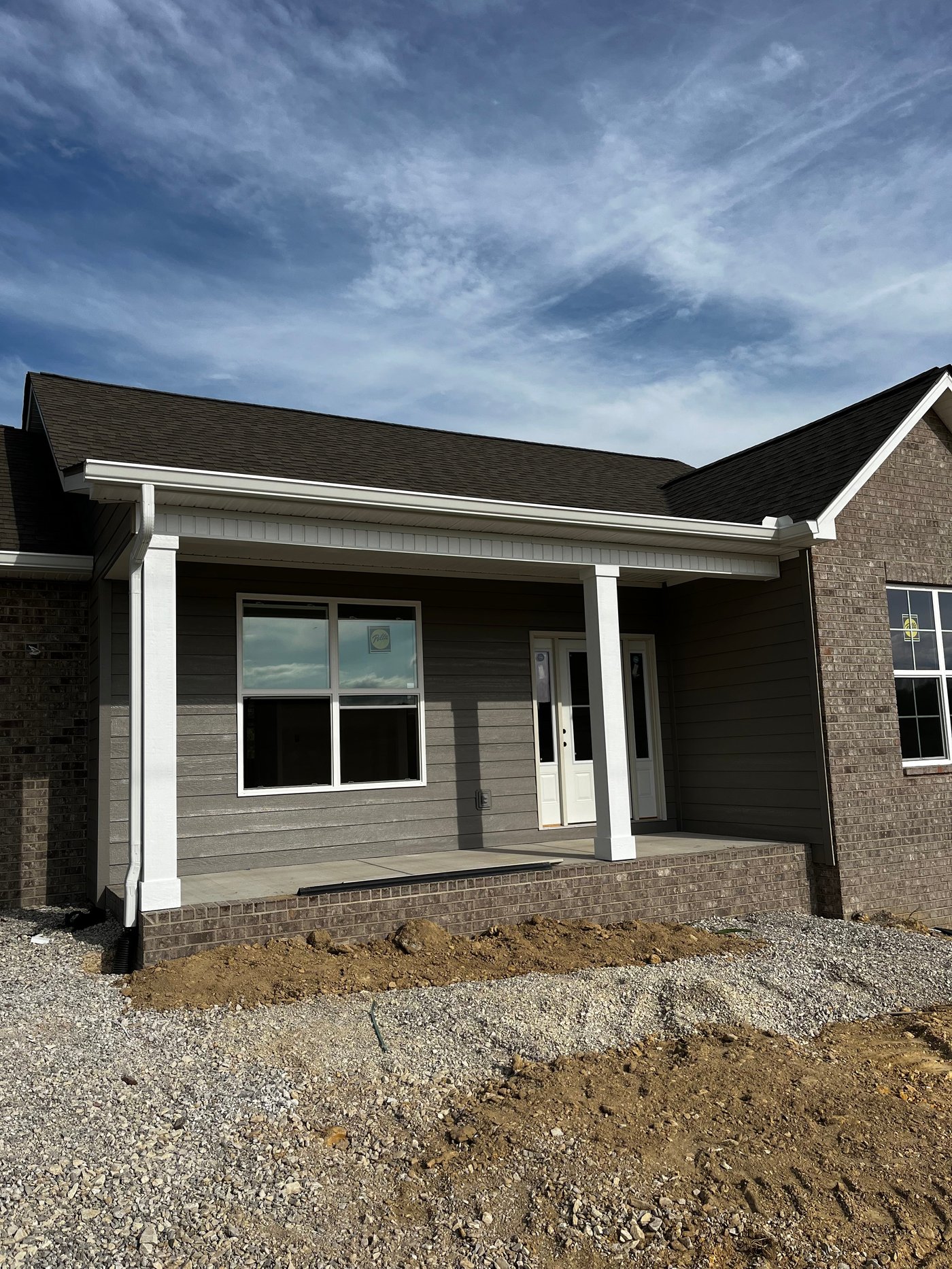 Fresh gutter install on a two-story new build by Gutter And Covers, Cookeville